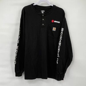 Carhartt SMUD Linemens Rodeo California long sleeve black henley tee shirt